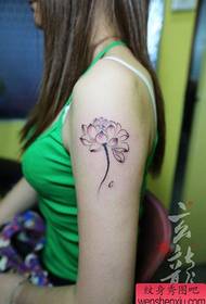 Padrão de tatuagem de lótus de tinta clara e popular de braço de menina