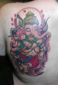 Madingos moteriškos nugaros gražios fleitos kaip dievo tatuiruotės paveikslėlio nuotrauka