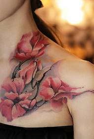 Red flower tattoo picture suitable for temperament beauty