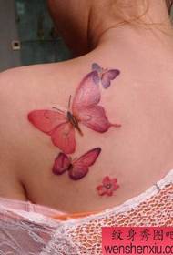 Beautiful back color butterfly tattoo pattern