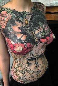 Classic European and American style beautiful woman tattoo pattern