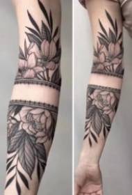 9 itim na kulay-abo na plain flower tattoo na larawan ng iba't ibang bahagi ng mga kababaihan