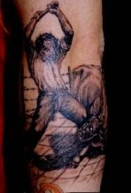 Uomo che uccide il modello del tatuaggio del demone