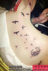 Stylish dandelion pigeon tattoo pattern