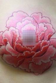 Modello di tatuaggio femminile: Immagine del tatuaggio del modello del tatuaggio di peonia di colore del torace