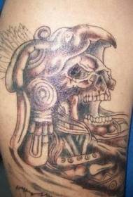 Actekų stilius Mirties kaukolės tatuiruotės modelis