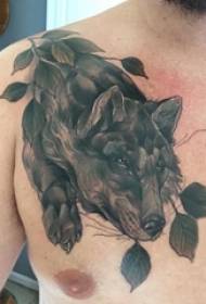 Tattoo wolf patroon jongen borst tattoo wolf patroon