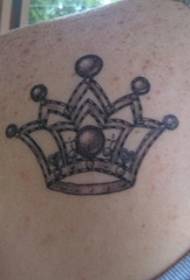 Мужской левое плечо на черном геометрическом элементе татуировки корона простая линия татуировки иллюстрации