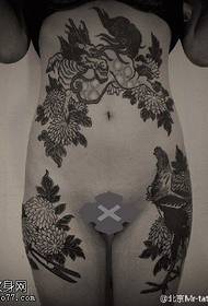 Szexi sárkány virág totem tetoválás minta