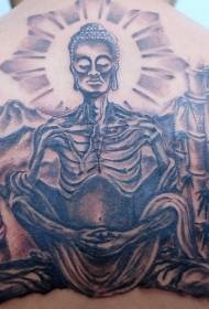 飢餓的佛陀紋身背冥想紋身
