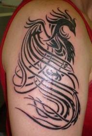 Modello di tatuaggio totem tribale nero fenice spalla