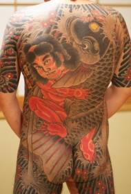 Todos-um samurai japonês e dragão tatuagem padrão