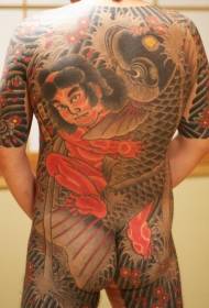 Modello tatuaggio tatuaggio samurai e drago giapponese
