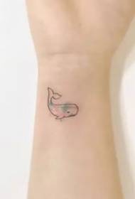 Покълнали татуировки на китове - малък модел на татуировка на свеж кит за момичета