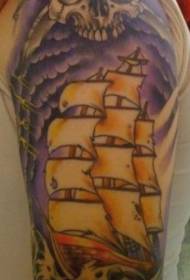 Pattu di tatuaggi di piuma di culore di spalla