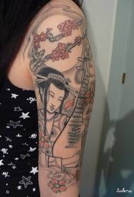 Taktak warna warna jepang geisha tattoo