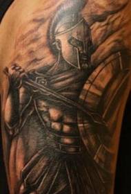 Spartan soturin musta tatuointikuvio
