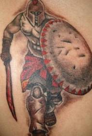 Patrón de tatuaxe guerreiro poderoso cor de costas