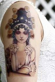 Modello di tatuaggio Dan di fiori di bellezza di caratteri cinesi Opera di Pechino