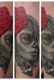 Gaya realiti lengan tatu potret wanita mexican yang berwarna-warni