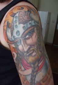 Голема рака ткае брада од викинг воин боја тетоважа шема