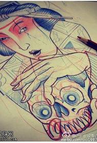 Modello manoscritto tatuaggio geisha