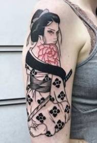 18 Gruppe vu japanesche Geisha Meedercher Tattoo Designen