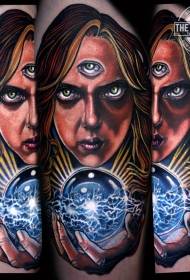 Noga u horor stilu boja boja misteriozna žena tetovaža slika