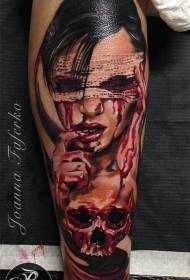 Ben skumle fargede blodige kvinner masker tatovering