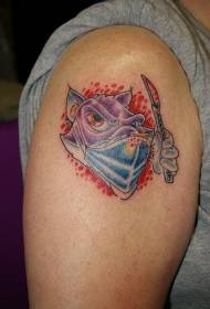 Modello tatuaggio braccio guerriero gatto dei cartoni animati