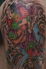 Neem axe's log warrior kleuren tattoo-patroon