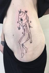 Variety of black lines creative literary beautiful abstract sexy girl tattoo pattern