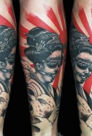 Image de tatouage geisha couleur nouvelle école style bras