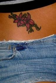 Modello di tatuaggio della ragazza del fiore del giglio di colore di pancia