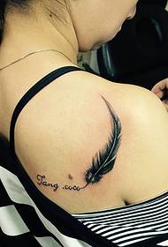 Semplice modello di tatuaggio inglese e piumato