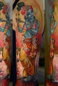 Arm hindu goadinne yllustraasje wyn frou mei skiep tatoetmuster