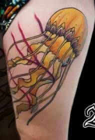 Muslos de niñas en artesanías pintadas líneas abstractas de animales fotos de tatuajes de medusas