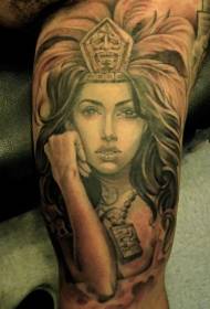 Велика рука красиві ацтеків жіночий воїн портрет татуювання візерунок