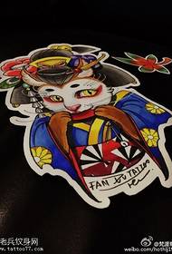 Farbe Samurai Katze Tattoo Bild