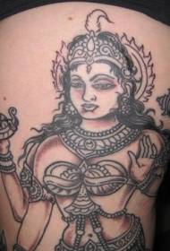 Indická bohyňa čierna sivá tetovanie