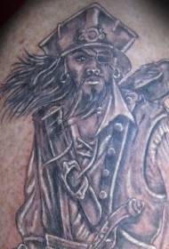 Detailed color pirate portrait tattoo pattern