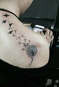 Pola tato nganggo dandelion sareng sakedik ngelek