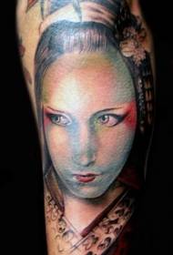 beenkleur illustrasie styl geisha tatoeëringpatroon van kleur