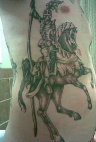 Midja-sida brun häst riddare tatuering mönster