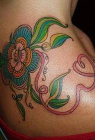Vysoké svetlé kvety a stuha tetovanie vzor