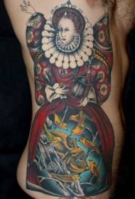Pinggang warna misteri gaya tattoo awéwé anca