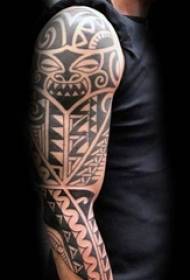 Punte di puntura del tatuaggio del totem tribale in bianco e nero dei ragazzi Linea semplice modello del tatuaggio di personalità
