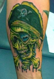 Arm color pirate skull cross tattoo pattern