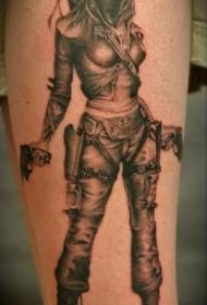 Modèle de tatouage de guerrier moderne fille jambe brune