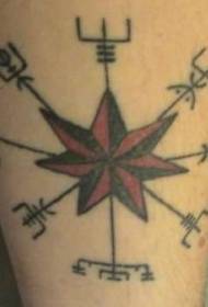 Piraat teken symboal mei reade en swarte stjerren tattoo patroan